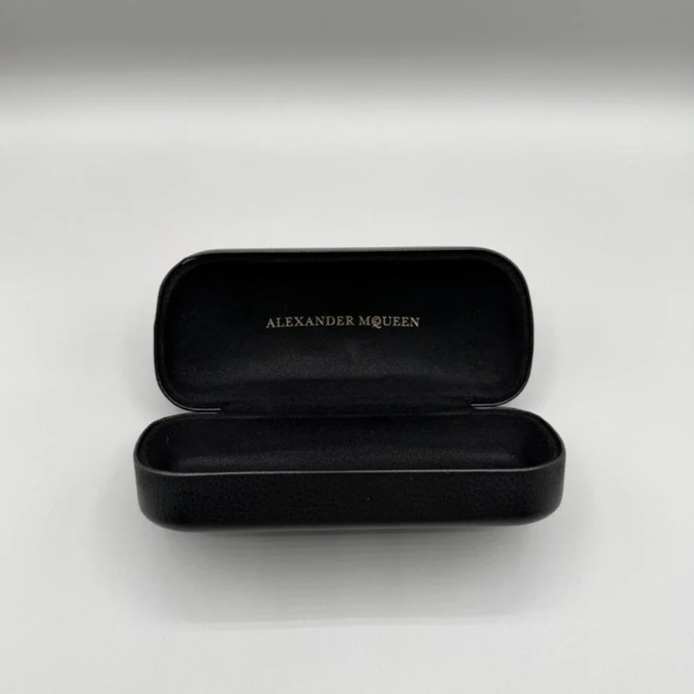 Alexander McQueen Black Textured Leather Sunglasses‎ Eyeglasses Hard Case